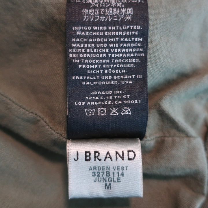 J Brand Arden Military Vest Jungle Green Stretch Cotton Size Medium