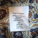 Veronica Beard Ruffle Shirt Quarry Medallion Print Silk Size 2 Long Sleeve Top