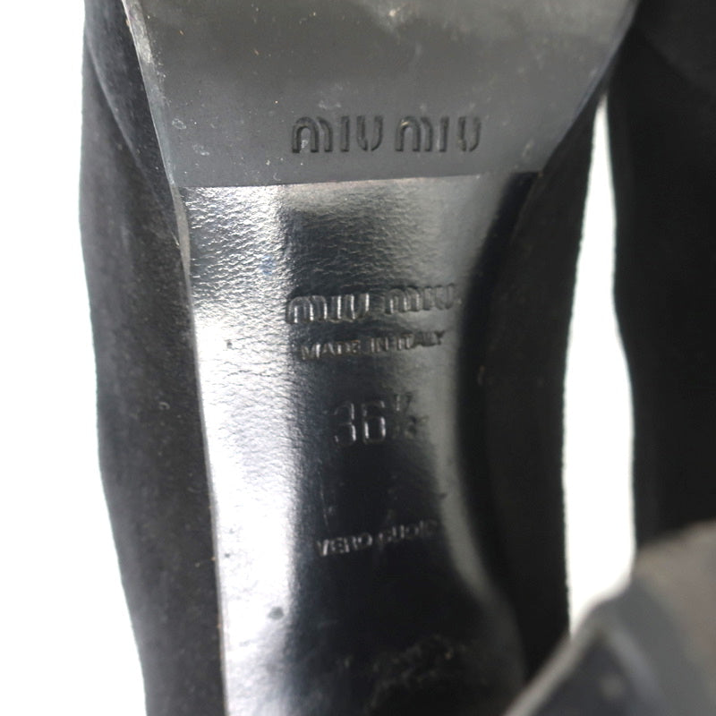Miu Miu Platform Pumps Black Suede Size 36.5