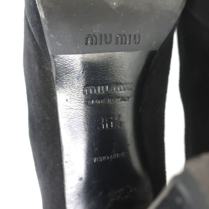Miu Miu Platform Pumps Black Suede Size 36.5