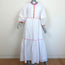 STAUD Puff Sleeve Maxi Dress Demi White/Multicolor Stretch Cotton Size Small