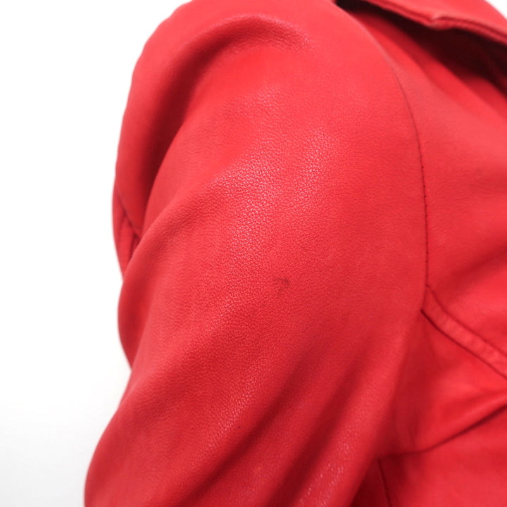 IRO Luiga Leather Biker Jacket Red Size 40 Cropped Moto Jacket