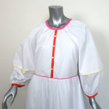 STAUD Puff Sleeve Maxi Dress Demi White/Multicolor Stretch Cotton Size Small