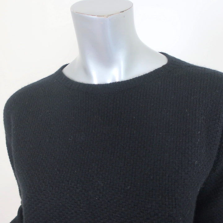 Helmut Lang Cashmere Sweater Black Textured Knit Size Small Crewneck Pullover