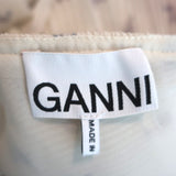 GANNI Blouse Ecru Floral Print Pleated Georgette Size 36 V-Neck Top
