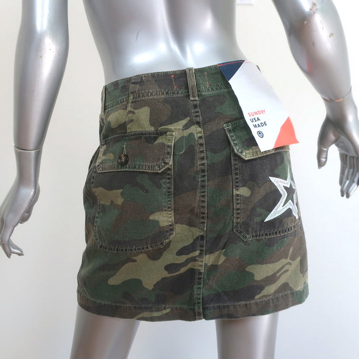 Sundry Camo Utility Mini Skirt Army Green Size 27 NEW