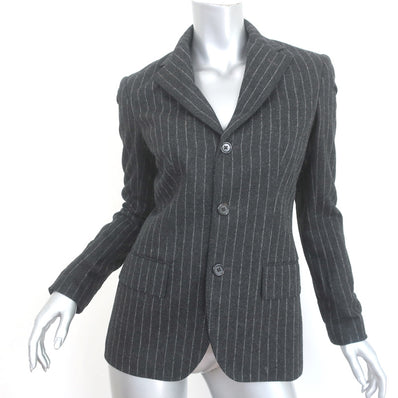Ralph Lauren Blue Label Pinstripe Blazer Charcoal Wool-Cashmere Size 4