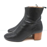 Isabel Marant Etoile Ankle Boots Drew Black Leather Size 37 Wood Heel Booties