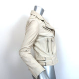 IRO Han Leather Biker Jacket Cream Size 38 Moto Jacket