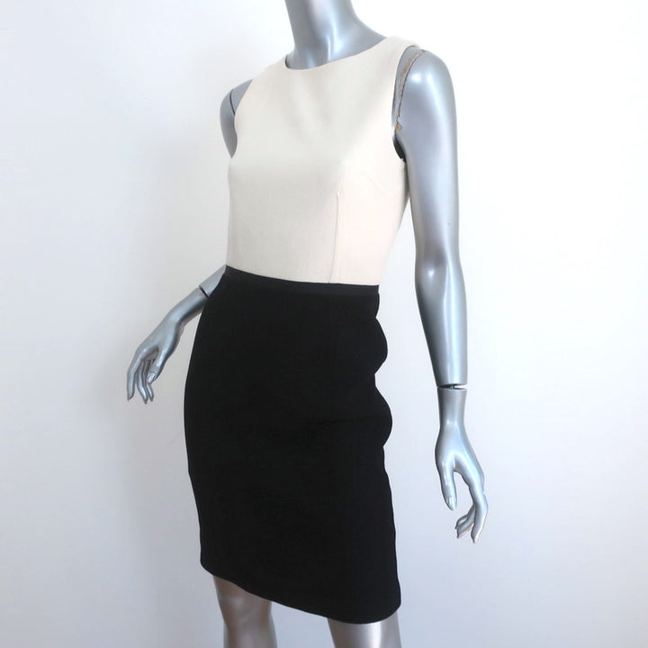 Michael Kors Two-Tone Sleeveless Mini Dress Ivory/Black Wool Crepe Size 4