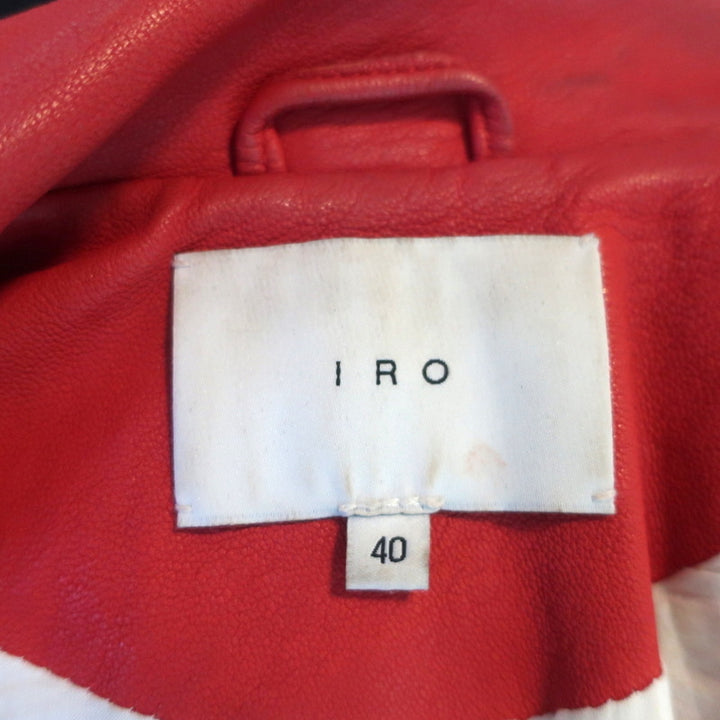 IRO Luiga Leather Biker Jacket Red Size 40 Cropped Moto Jacket