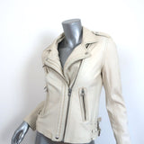 IRO Han Leather Biker Jacket Cream Size 38 Moto Jacket