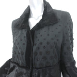 Etro Coat Black Beaded Taffeta & Goat Fur Size 44 Snap-Front Jacket
