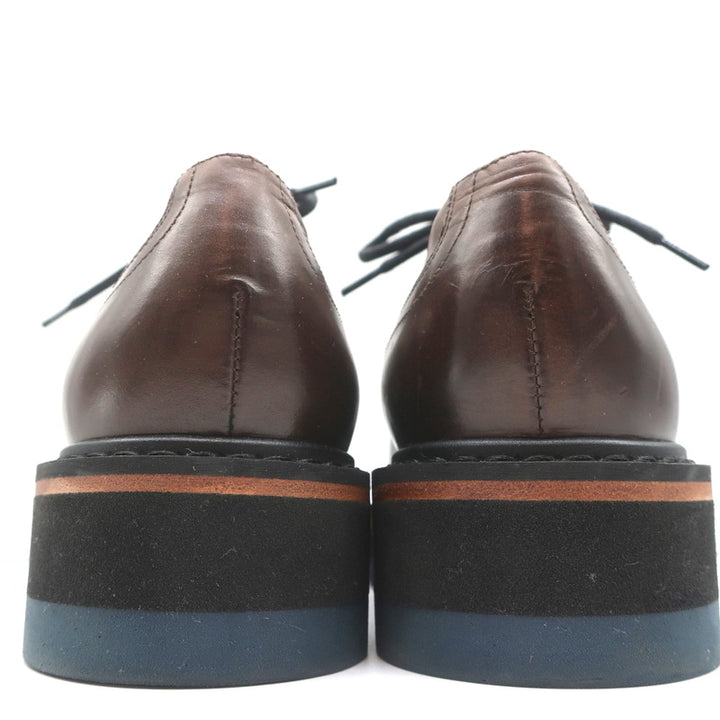 Dries Van Noten Platform Lace-Up Derby Loafers Brown Leather Size 41 NEW