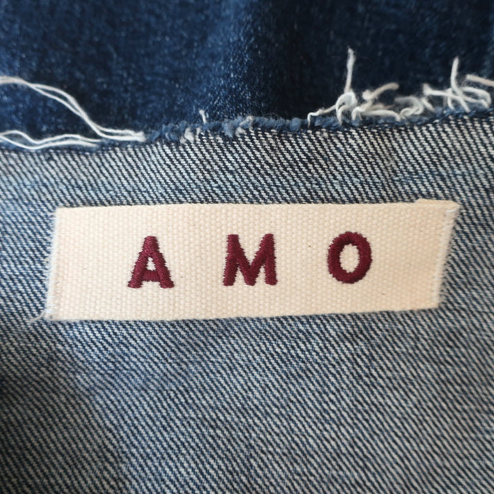 AMO Lola Raw Hem Jean Jacket Treasured Denim Size Large