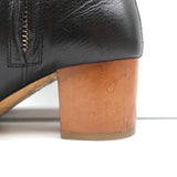 Isabel Marant Etoile Ankle Boots Drew Black Leather Size 37 Wood Heel Booties
