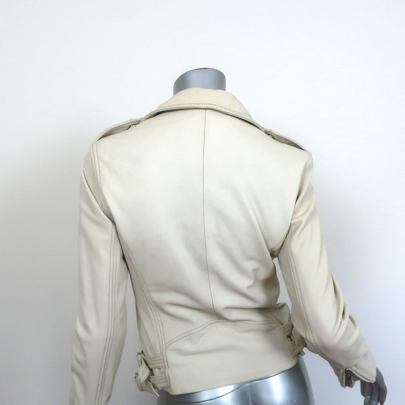 IRO Han Leather Biker Jacket Cream Size 38 Moto Jacket