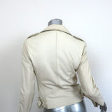 IRO Han Leather Biker Jacket Cream Size 38 Moto Jacket