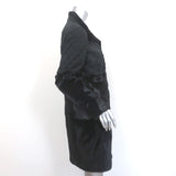 Etro Coat Black Beaded Taffeta & Goat Fur Size 44 Snap-Front Jacket