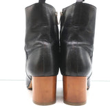Isabel Marant Etoile Ankle Boots Drew Black Leather Size 37 Wood Heel Booties