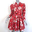 Ulla Johnson Mini Dress Liv Red Floral Print Size 0 Long Sleeve Tassel Tie