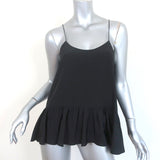 Tibi Ruffle Cami Black Silk Size 6 Peplum Tank Top
