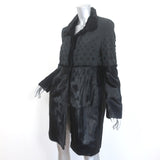 Etro Coat Black Beaded Taffeta & Goat Fur Size 44 Snap-Front Jacket