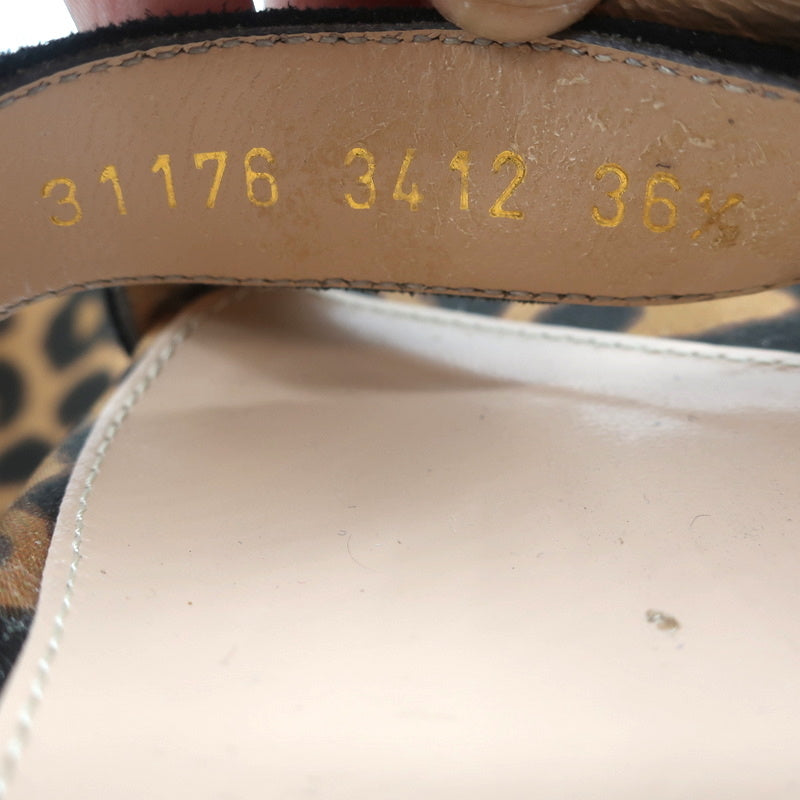 Louis Vuitton Black Leather & Olive Monogram Wedge Heels Slide Sandals Size  36.5
