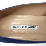 Manolo Blahnik BB 105 Snakeskin Pumps Blue Size 39 Pointed Toe Heels