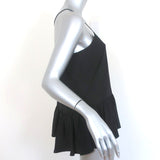 Tibi Ruffle Cami Black Silk Size 6 Peplum Tank Top