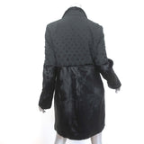 Etro Coat Black Beaded Taffeta & Goat Fur Size 44 Snap-Front Jacket