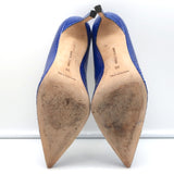 Manolo Blahnik BB 105 Snakeskin Pumps Blue Size 39 Pointed Toe Heels