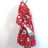 Ulla Johnson Mini Dress Liv Red Floral Print Size 0 Long Sleeve Tassel Tie