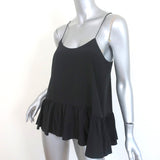 Tibi Ruffle Cami Black Silk Size 6 Peplum Tank Top