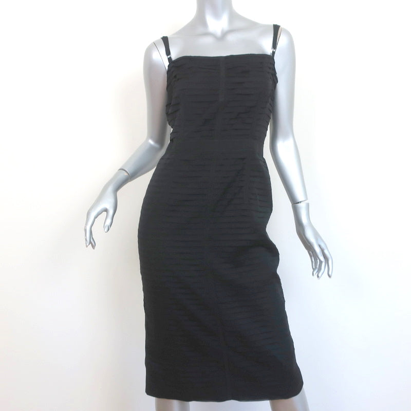 D&amp;G Dolce &amp; Gabbana Bustier Dress Black Pleated Stretch Silk Size 44