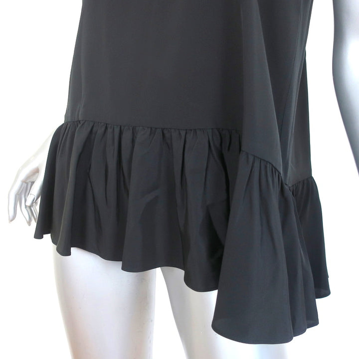 Tibi Ruffle Cami Black Silk Size 6 Peplum Tank Top