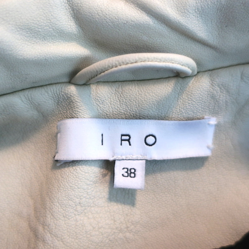 IRO Han Leather Biker Jacket Cream Size 38 Moto Jacket