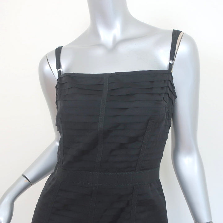 D&amp;G Dolce &amp; Gabbana Bustier Dress Black Pleated Stretch Silk Size 44