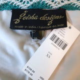 Anthropologie Geisha Designs Crochet Midi Wrap Skirt Blue Size Extra Small NEW