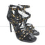 Saint Laurent Studded Sandals Jerry Black Leather Size 39 Strappy Heels NEW