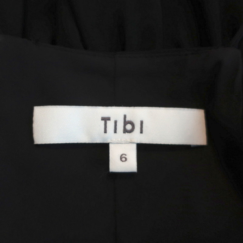 Tibi Ruffle Cami Black Silk Size 6 Peplum Tank Top