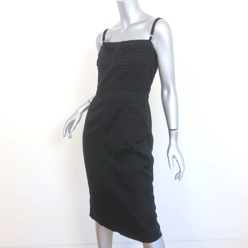 D&amp;G Dolce &amp; Gabbana Bustier Dress Black Pleated Stretch Silk Size 44
