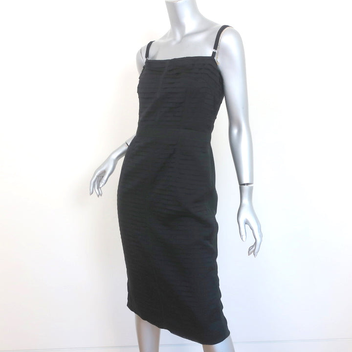 D&amp;G Dolce &amp; Gabbana Bustier Dress Black Pleated Stretch Silk Size 44