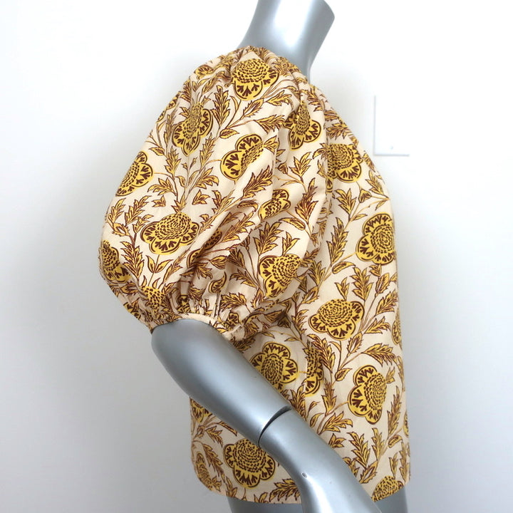 RHODE Rowan Puff Sleeve Top Golden Floral Print Cotton Size Extra Small NEW
