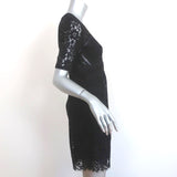 Veronica Beard Mini Dress Sage Black Seamed Lace Size 4 Short Sleeve V-Neck