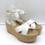Celine Crisscross Platform Espadrille Wedge Sandals White Leather Size 36