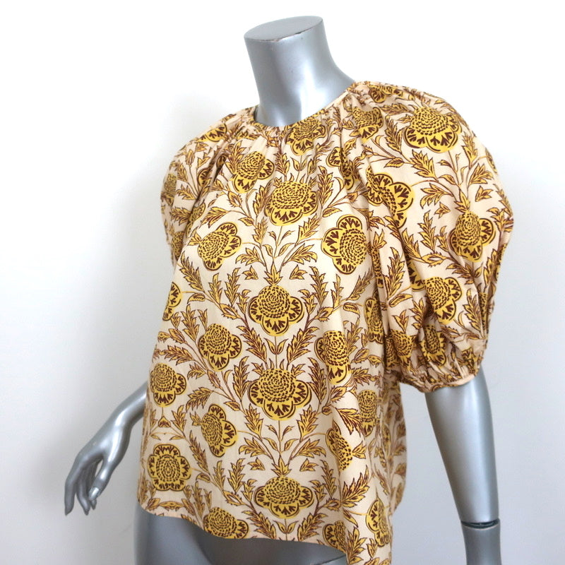 RHODE Rowan Puff Sleeve Top Golden Floral Print Cotton Size Extra Small NEW