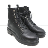 Gianvito Rossi Black Leather Size 38.5 Lace-Up Ankle Boots