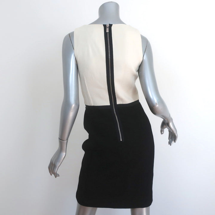 Michael Kors Two-Tone Sleeveless Mini Dress Ivory/Black Wool Crepe Size 4