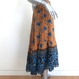 Ulla Johnson Midi Skirt Marina Marigold Floral Print Silk Chiffon Size 0